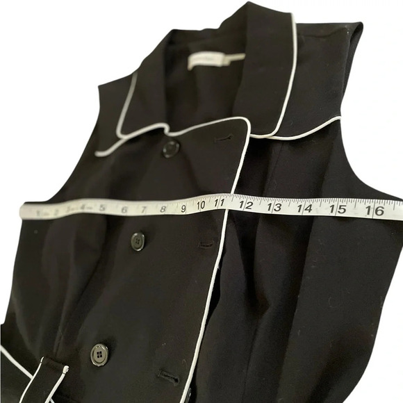 Calvin Klein Black with White Color Dress Size 10.  Belted with Front Buttons - Picture 8 of 12